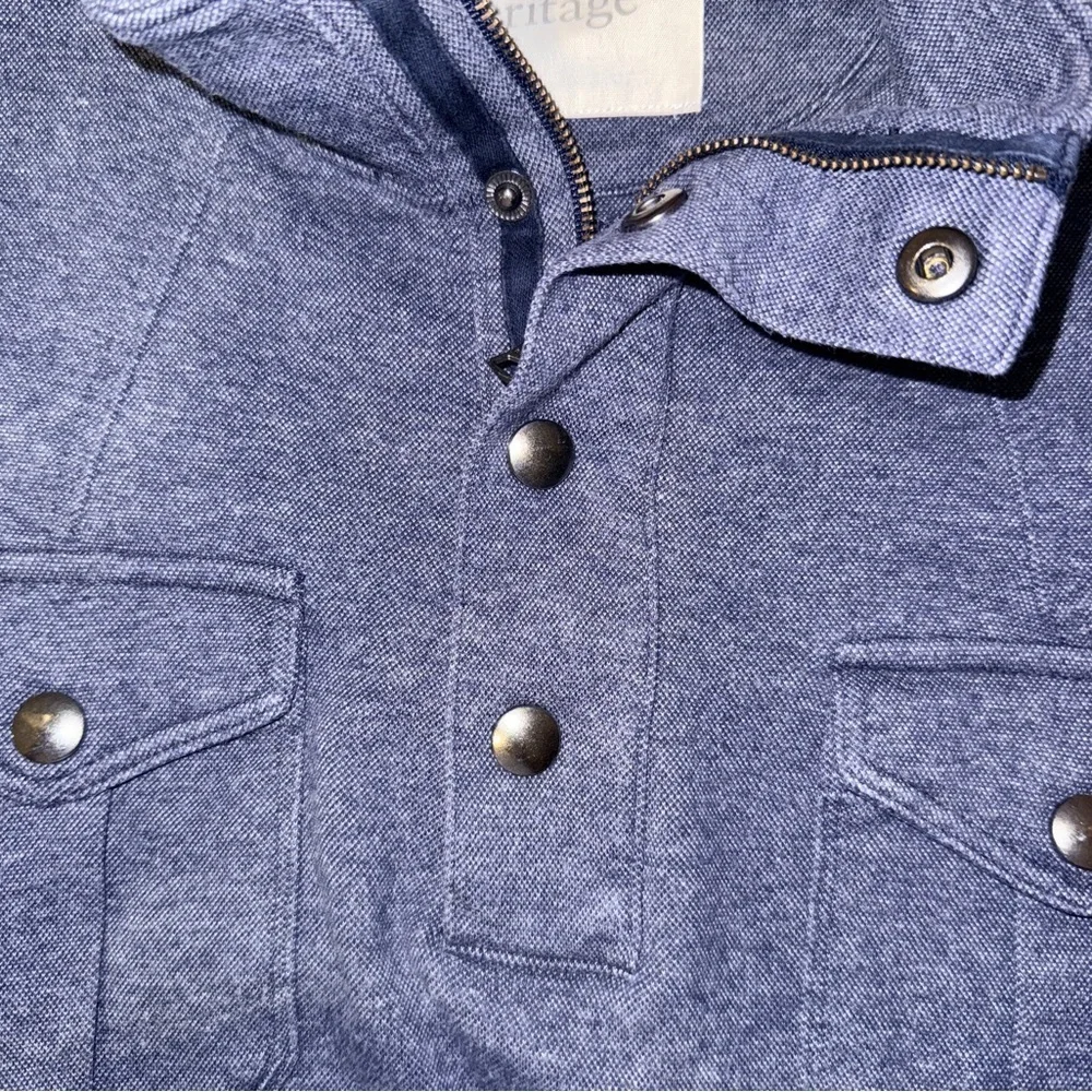 🧥 Banana Republic Heritage Moto Snap 1/2 Zip Pullover Men’s L | Navy Blue